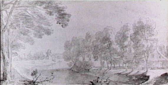 Jacques d'Arthois - Landscape with Ferry in a Channel