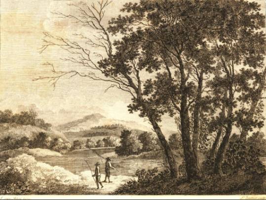 Jacques d'Arthois - Riverscape with Two Man on a River-bank (1791)