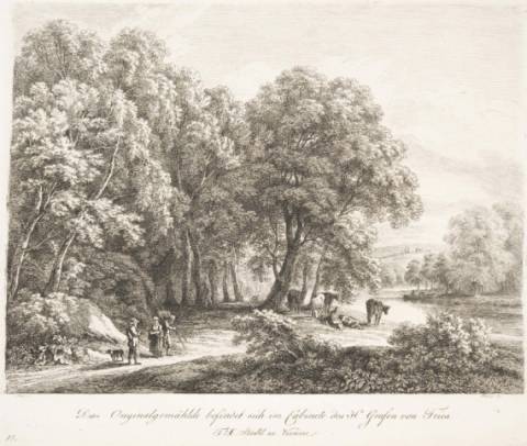 Jacques d'Arthois - Cattle and Figures with a River at Right (1821-1837)