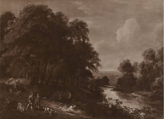 Jacques d'Arthois - Hunters in a Wooded River Landscape