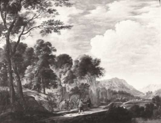 Jacques d'Arthois - Wooded Italianate Landscape with Peasants on a Path 