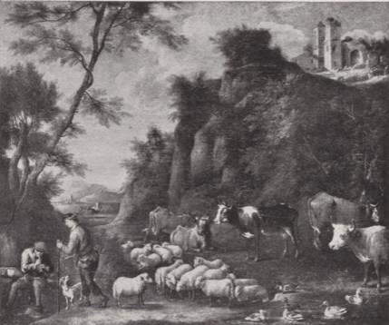 Jacques d'Arthois - Rocky Landscape with Sheperds and Their Flock