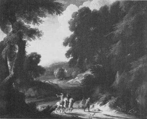 Jacques d'Arthois - A Wooded Landscape with Travellers