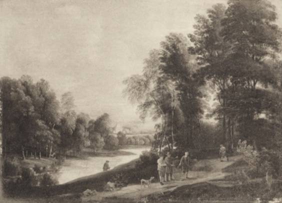 Jacques d'Arthois - Wooded River Landscape with Figures