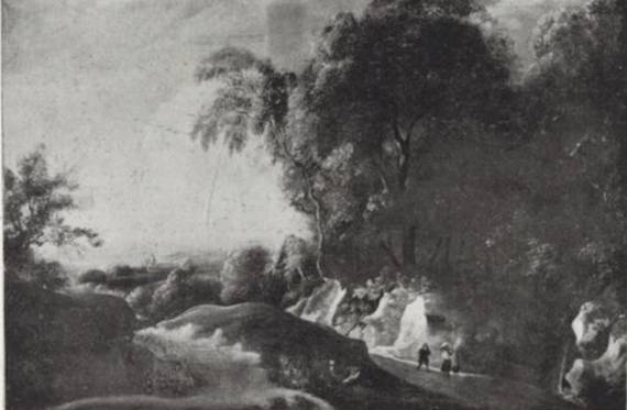 Jacques d'Arthois - Wooded Landscape with Figures in a Sunken Road