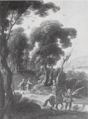 Jacques d'Arthois - Hunters in a Wooded Landscape