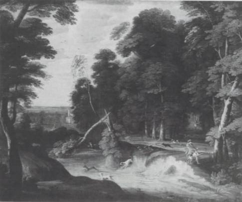 Jacques d'Arthois - A Hunt in a Wooded Landscape