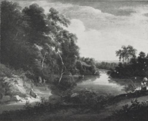 Jacques d'Arthois - Animated Landscape with a Track Climbing at the Edge of a Wood and Lake with Fishermen