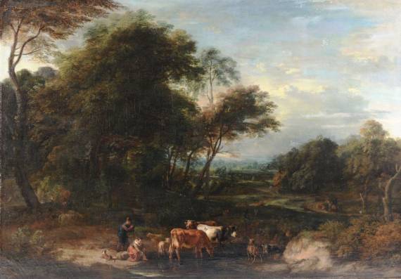 Jacques d'Arthois - Herders and Flock in an Extensive Landscape