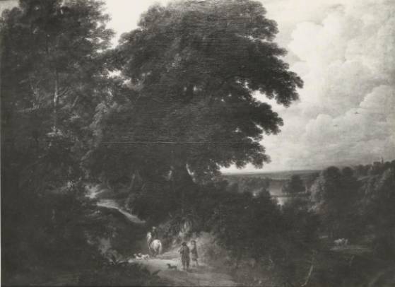 Jacques d'Arthois - A Wooded Landscape with a Hunting Party