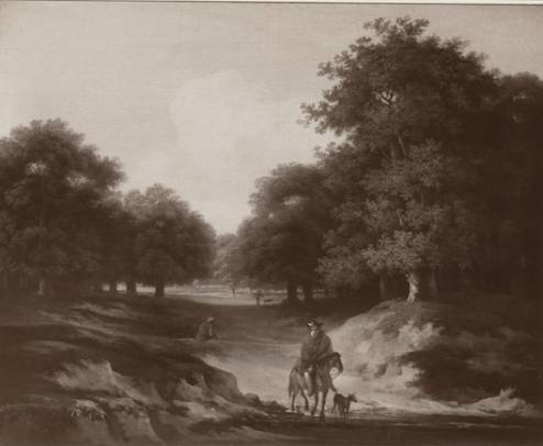 Jacques d'Arthois - Wooded Landscape with Rider and Dog