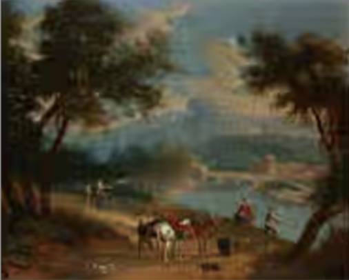 Jacques d'Arthois - River Landscape with Stone Bridge and Shepherds
