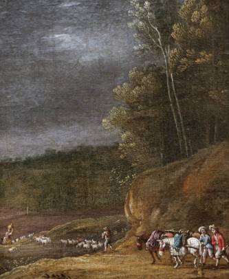 Jacques d'Arthois - Landscape with Travellers and a Shepherd with His Flock