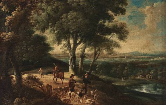 Jacques d'Arthois - Landscape with Figures and Cattle