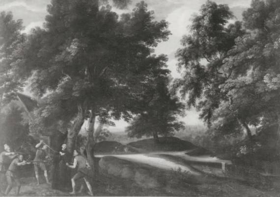 Jacques d'Arthois - A Wooded Landscape with the Martyrdom of a Franciscan Monk 