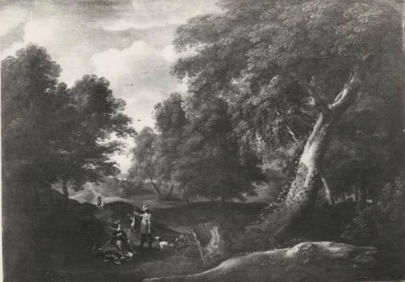 Jacques d'Arthois - Wooded Landscape with a Hunting Party
