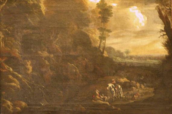 Jacques d'Arthois - A Landscape with Hunstmen