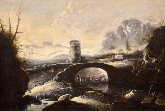 Jacques d'Arthois - Fantastic Winter Landscape With Bridge
