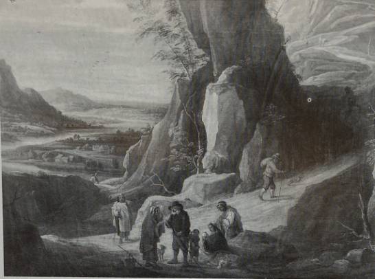 Jacques d'Arthois - A Wooded River Landscape with Shepherds and Their Flock, an Angler in the Foreground