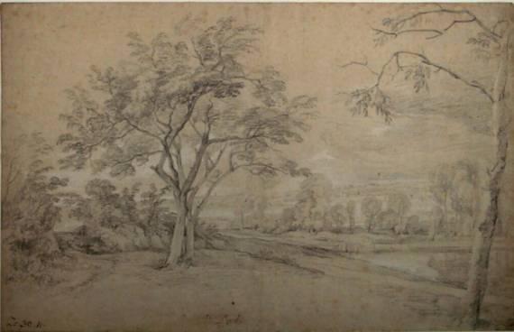 Jacques d'Arthois - Hilly Landscape with Trees at the bank of a River