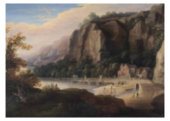 Work 5233: A Rocky Cove with Fisherfolk on the Shore, an Artist Sketching in the Foreground
