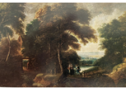 Work 6485: Landscape with Figures Conversing by a Large Oak