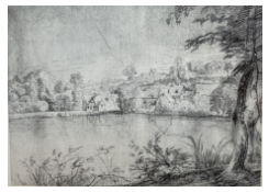 Work 6615: View of a Large Pond and a Part of the Village of Elsene near Brussels 